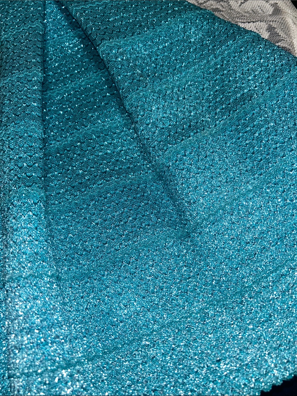 Lurex Knit Sparkle Scarf in Teal 0813_08BLK